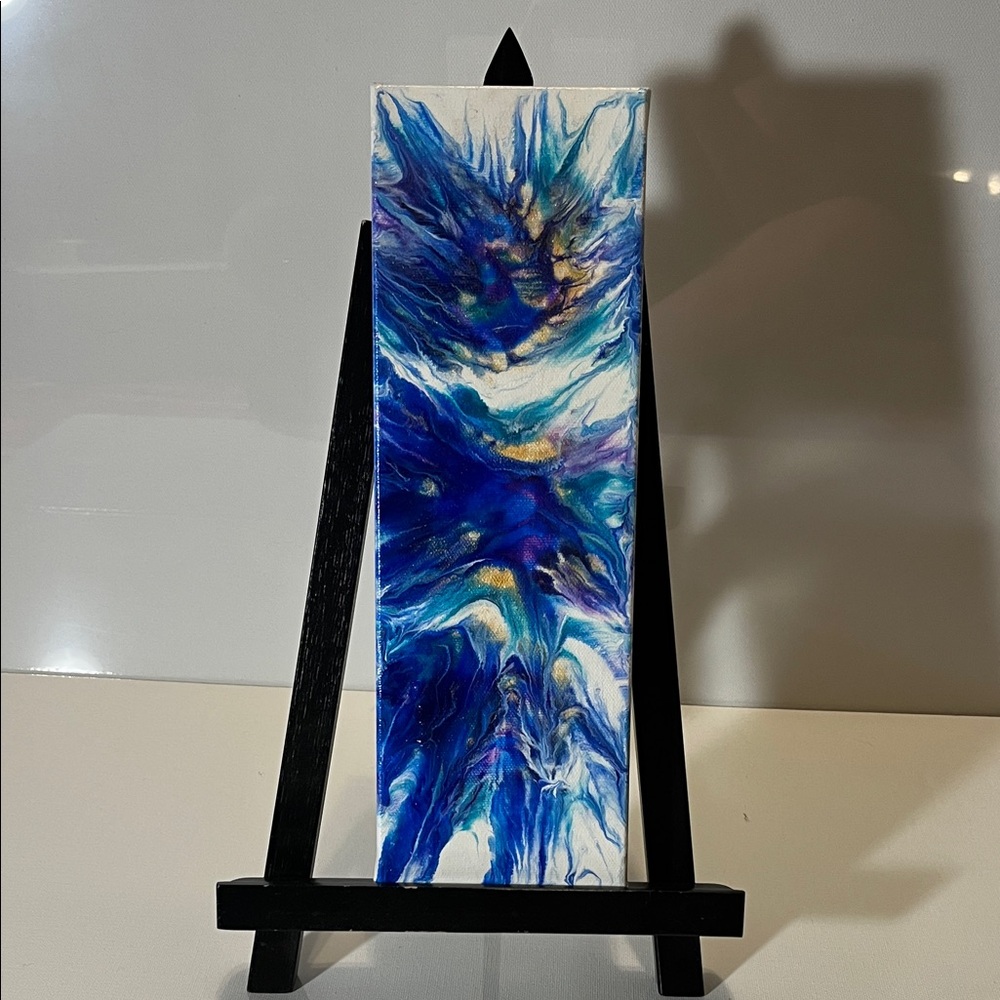 Abstract Blue and Gold Canvas Art